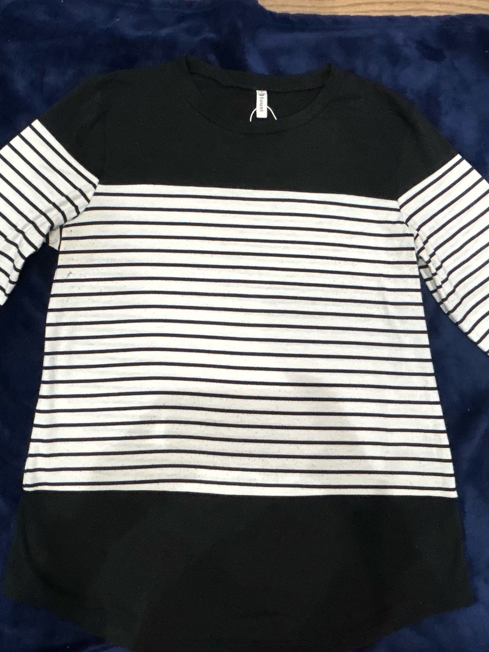 Women’s Hount Black White Striped Shirt Size L
